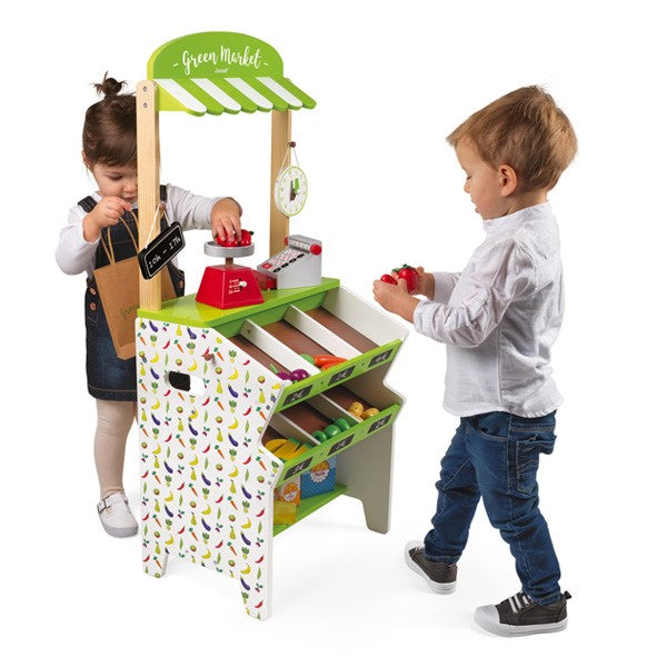 Épicerie enfant Janod Green Market (jeu d'imitation) - L'Atelier Des Tout-Petits